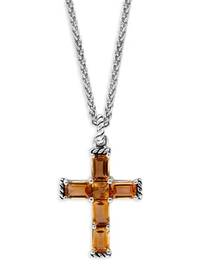 Effy Women's Sterling Silver & Citrine Cross Pendant Necklace In Neutral