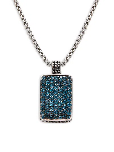 Effy Women's Sterling Silver & London Blue Topaz Dog Tag Pendant Necklace