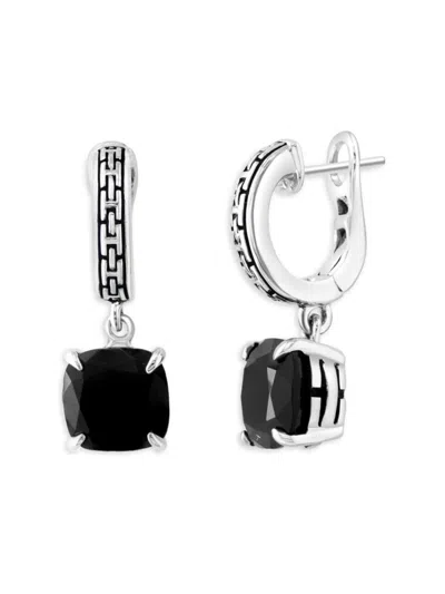 Effy Women's Sterling Silver & Onyx Huggie Earrings