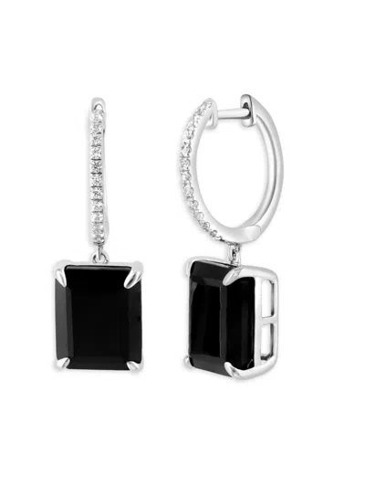 Effy Women's Sterling Silver, Onyx & White Sapphire Drop Earrings In Black