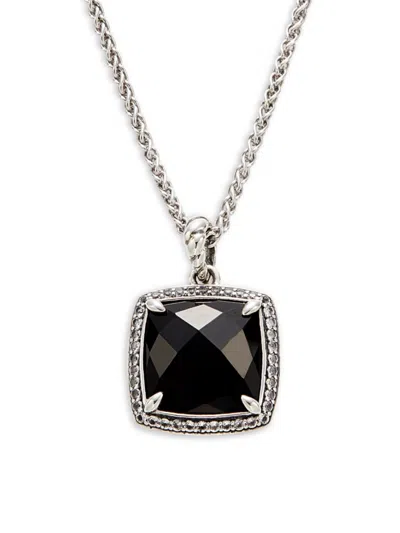 Effy Women's Sterling Silver, Onyx & White Topaz Pendant Necklace