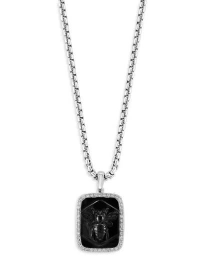 Effy Women's Sterling Silver, Rhodium & Diamond Bee Pendant Necklace