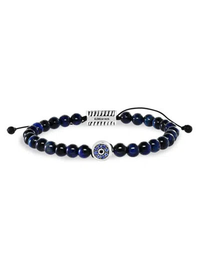 Effy Women's Sterling Silver, Tiger Eye & Sapphire Beaded Evil Eye Bracelet