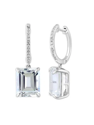 Effy Women's Sterling Silver, Topaz & Sapphire Huggie Earrings