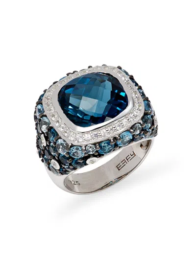 Effy Women's Sterling Silver, Topaz & Sapphire Ring