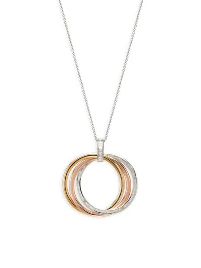 Effy Women's Tri Tone 14k Gold & 0.66 Tcw Diamond Hoop Pendant Necklace In Metallic