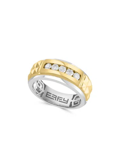 Effy Women's Two Tone 14k Gold & 0.49 Tcw Diamond Stud Ring