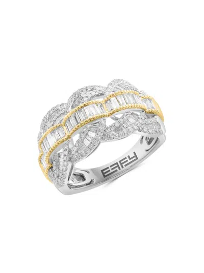 Effy Women's Two Tone 14k Gold & 0.94 Tcw Diamond Interlocking Ring