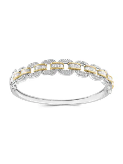 Effy Women's Two Tone 14k Gold & 1.9 Tcw Diamond Link Bangle Bracelet