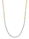 EFFY WOMEN'S TWO TONE 14K GOLD & 2 TCW LAB GROWN DIAMOND PAPERCLIP CHAIN NECKLACE