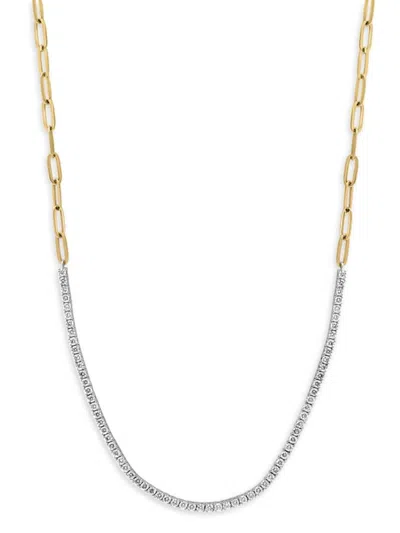 Effy Women's Two Tone 14k Gold & 2 Tcw Lab Grown Diamond Paperclip Chain Necklace