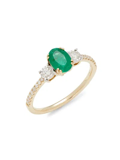 Effy Women's Two Tone 14k Gold, Emerald & Diamond Ring In Green