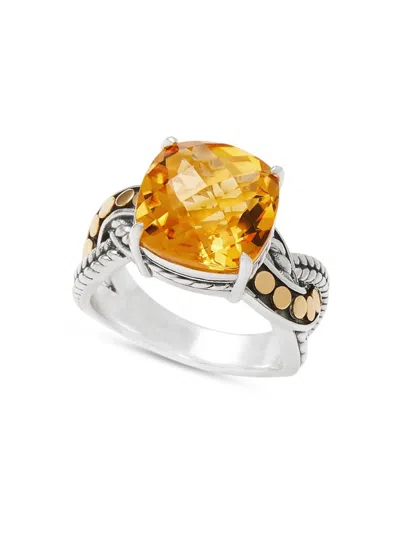 Effy Women's Two Tone 18k Yellow Gold, Sterling Silver & Citrine Ring In Metallic