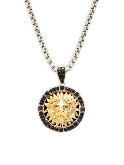 Effy Women's Two Tone Sterling Silver & Black Spinel Lion Necklace