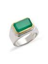 EFFY WOMEN'S TWO TONE STERLING SILVER & GREEN ONYX RING