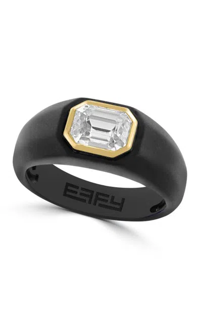 Effy Zircon Statement Ring In Sterling Silver & 18k Yellow Gold In Black