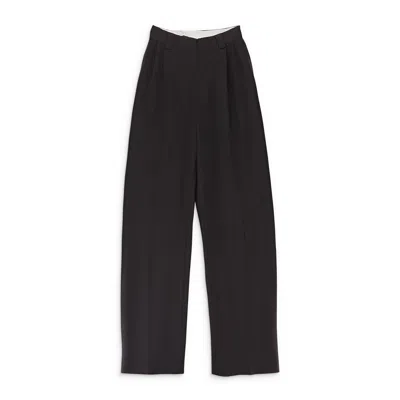 Eftychia Basic Centre Seam Dark Brown Trouser In Black