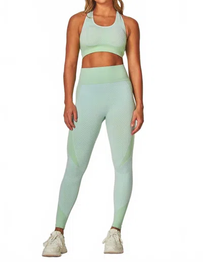 Eg Fashion Textured Cross Back Sports Bra Activewear Set In Green