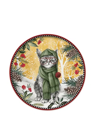Egan Christmas Cat Plate(31cm) In Multi