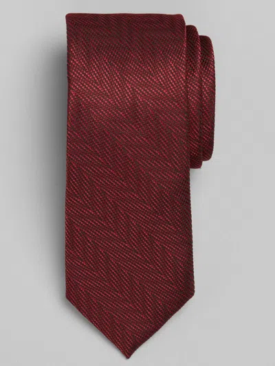 Egara Big & Tall Men's Narrow Modern Chevron Tie Burgundy - Size: Xlong In Red