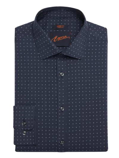 Egara Big & Tall Men's Skinny Fit Square Dress Shirt In Blue