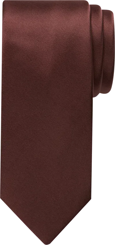 Egara Big & Tall Men's Skinny Solid Tie Chocolate - Size: Xlong In Brown