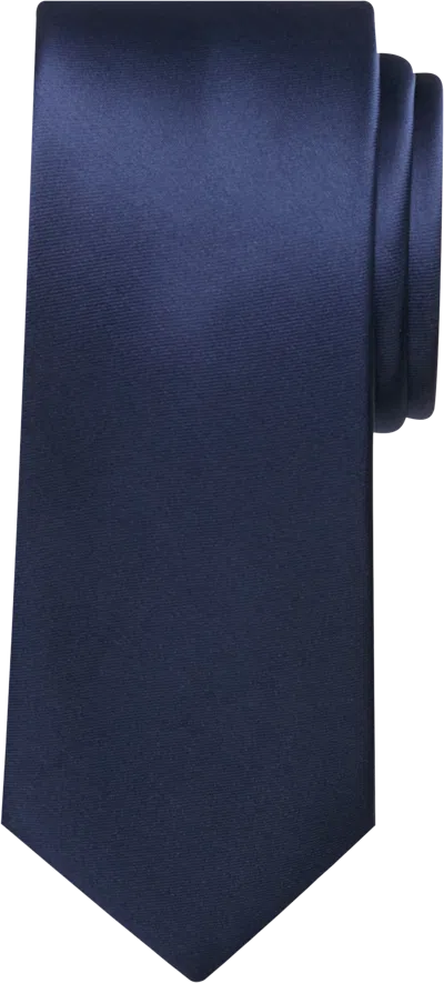 Egara Big & Tall Men's Skinny Solid Tie Dark Navy - Size: Xlong In Blue