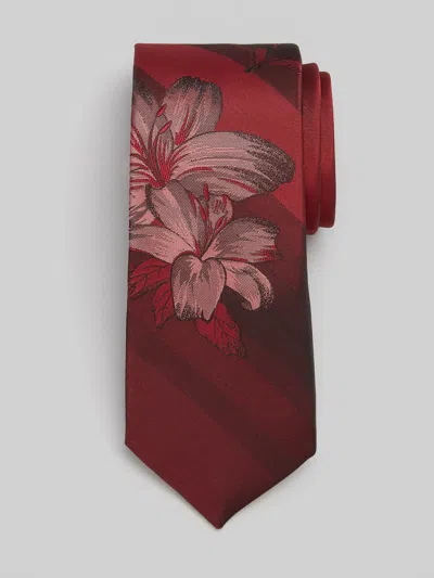 Egara Hibiscus Stripe Tie In Red