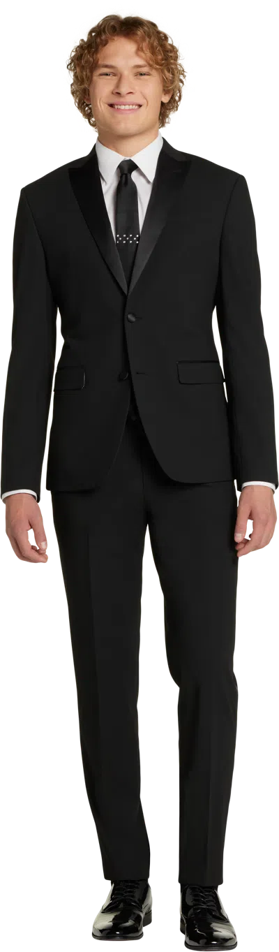 Egara Modern Fit Peak Lapel Tuxedo Jacket In Black
