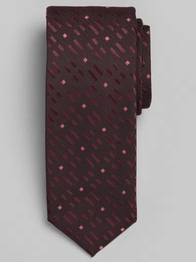 Egara Narrow Brick Block Tie Burgundy - Size: One Size In Red