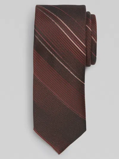Egara Narrow Degrade Tonal Stripe Tie Burgundy - Size: One Size
