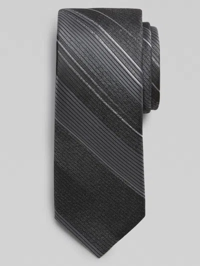 Egara Narrow Degrade Tonal Stripe Tie Charcoal - Size: One Size