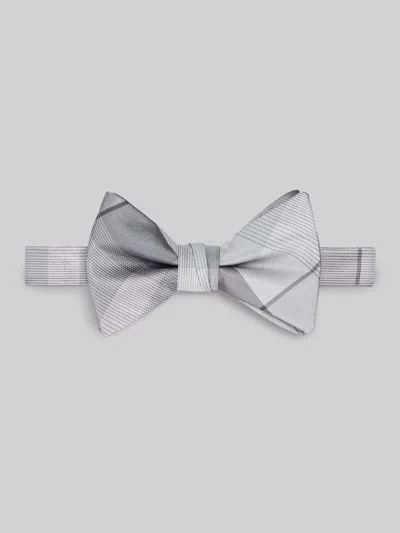 Egara Refined Plaid Pre-tied Bow Tie In Gray