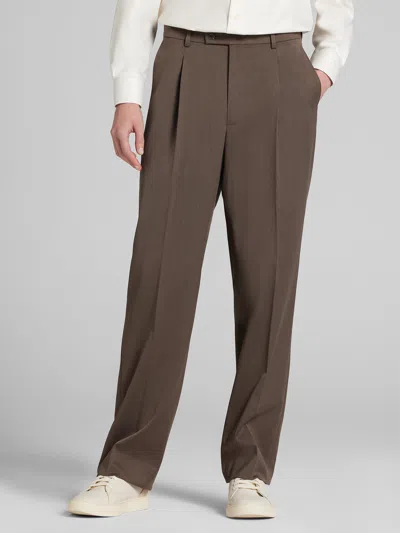 Egara Relaxed Single Pleat Men's Suit Pants In Brown
