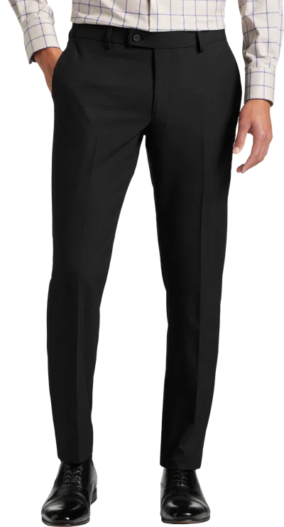 Egara Skinny Fit 2-way Stretch Men's Suit Pants In Black
