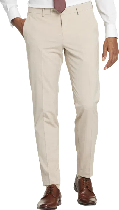 Egara Skinny Fit 2-way Stretch Men's Suit Pants In Brown