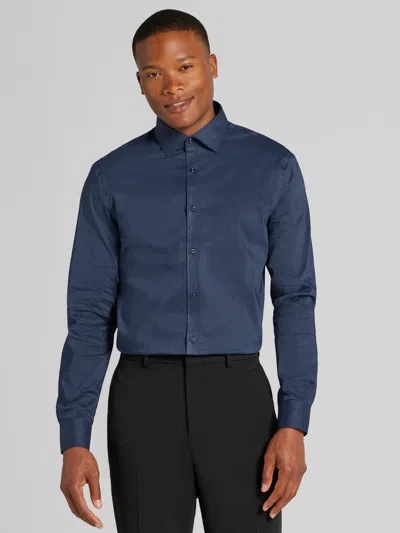 Egara Skinny Fit Dot Dress Shirt In Blue