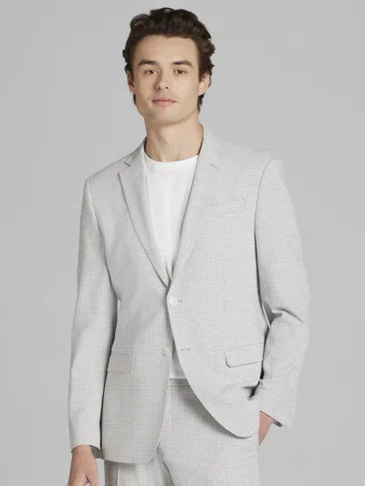 Egara Skinny Fit Gingham Seersucker Men's Suit Jacket In Gray