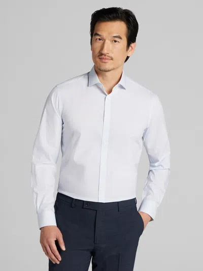 Egara Skinny Fit Mini Diamond Pattern Dress Shirt In Blue