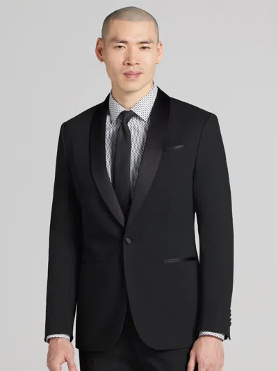 Egara Skinny Fit Satin Shawl Tuxedo Jacket In Black