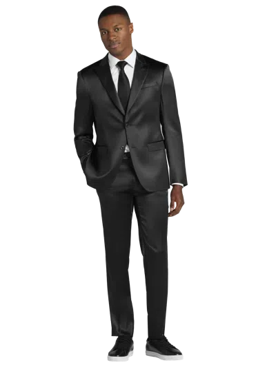 Egara Skinny Fit Shiny Men's Suit In Black