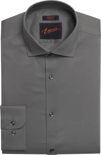 Egara Skinny Fit Solid Dress Shirt Charcoal Solid - Size: 16 32/33 In Gray