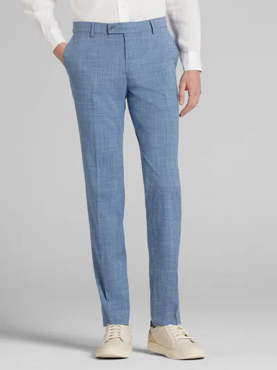 Egara Skinny Fit Windowpane Dress Pants In Blue
