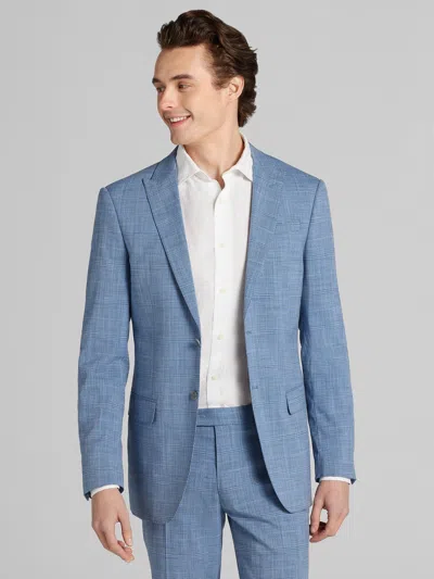 Egara Skinny Fit Windowpane Men's Suit Jacket In Blue