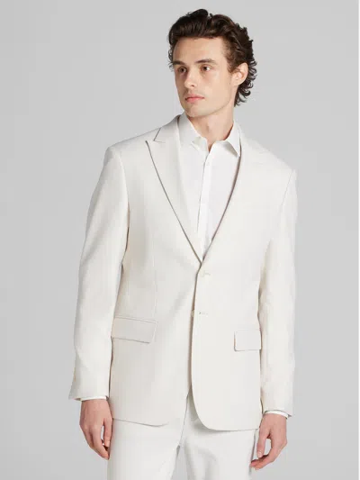 Egara Slim Fit Textured Solid Dinner Jacket In White