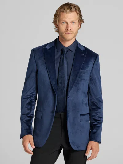 Egara Slim Fit Velvet Dinner Jacket In Blue
