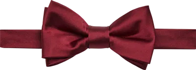 Egara Solid Formal Pre-tied Bow Tie Burgundy - Size: One Size