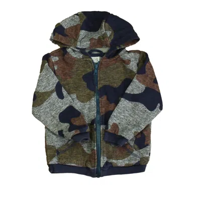 Pre-owned Egg Kids' Boys Gray Blue Camo Hoodie In Grey