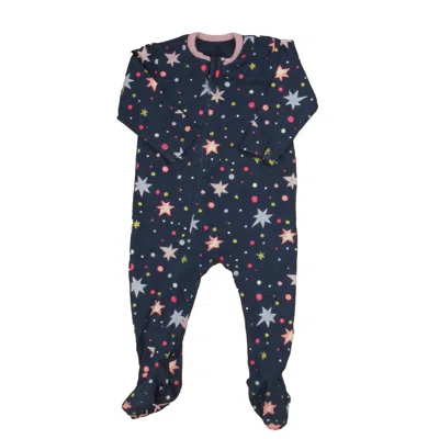 Pre-owned Egg Kids' Girls Navy Purple Pink Stars 1-piece Footed Pajamas In Multi