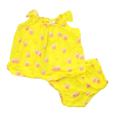 Pre-owned Egg Kids' Girls Yellow Pink Peaches Apparel Sets In Multi